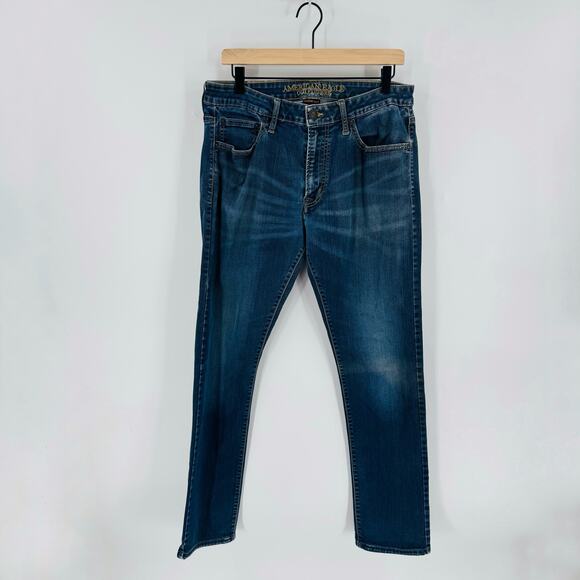 American Eagle Extreme Flex Slim Straight Jeans Dark Wash Size 34x32 - Picture 4 of 8